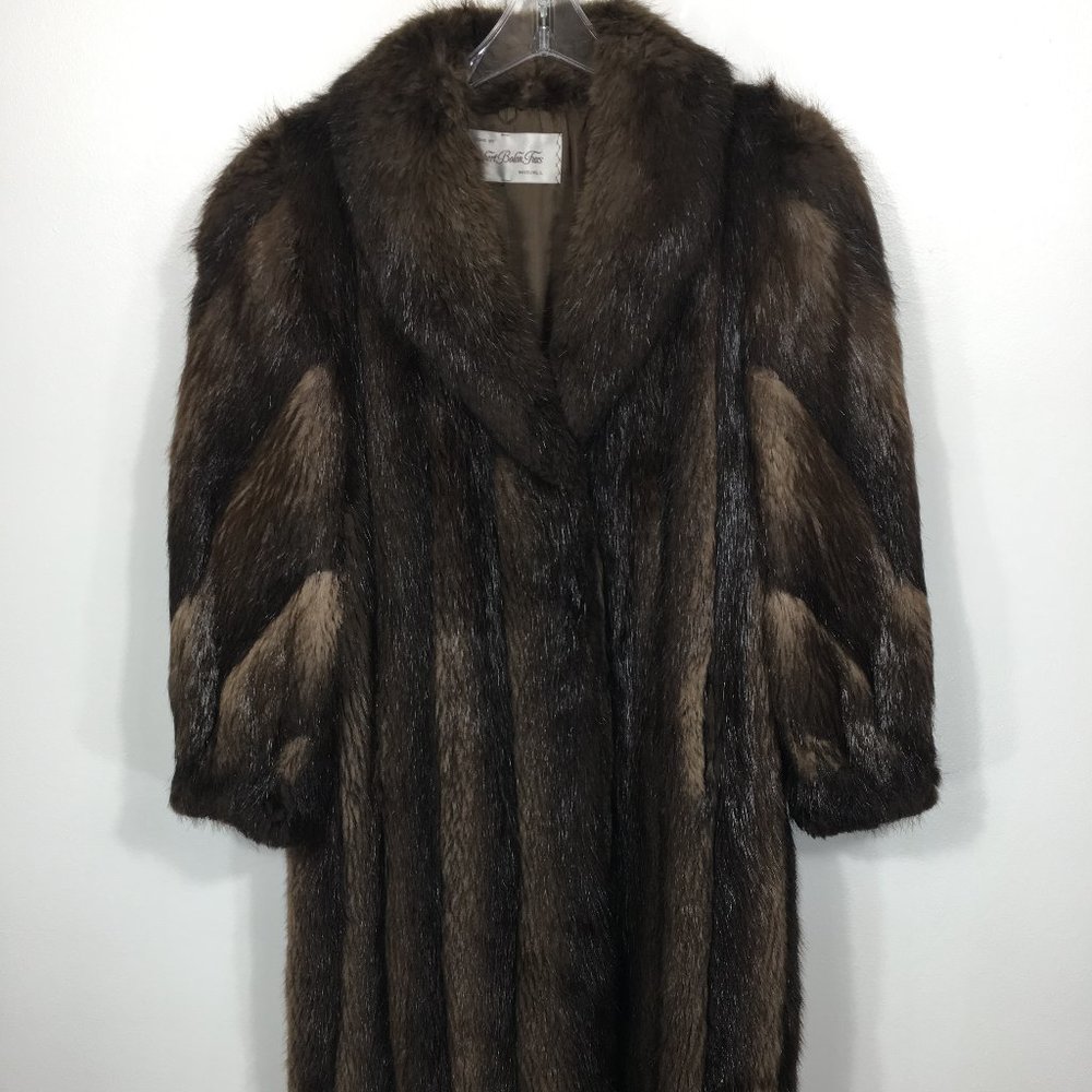 Classic BEAVER fur coat dark brown Women's Medium jacket 572
